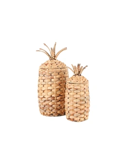2pc Maine & Crawford Pippi 28/40cm Pineapple Basket Storage Set w/ Lid Natural