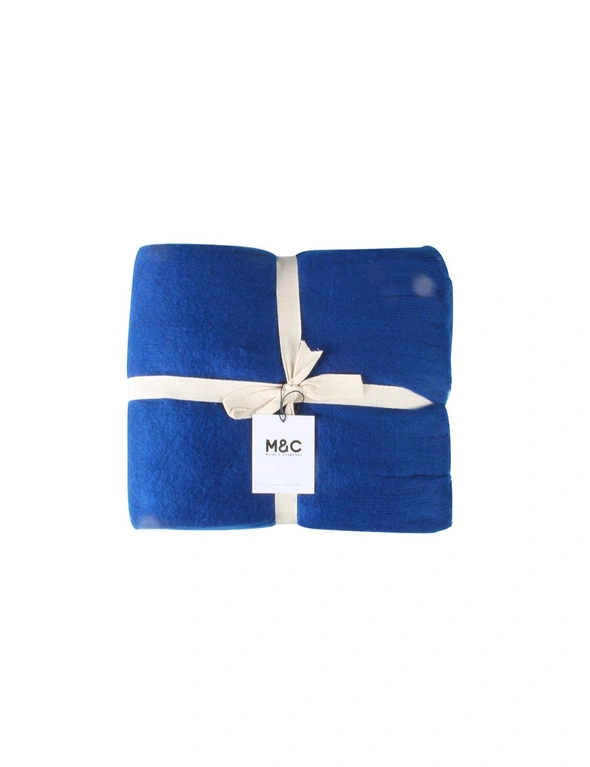 Maine & Crawford Maci 170x130cm Super Plush Throw Sofa Acrylic Blanket Navy, hi-res image number null