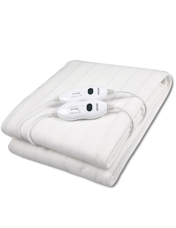 Heller HEBDF2 Double Bed Washable Fitted Electric Blanket 137x193cm w/Remote WHT, hi-res image number null