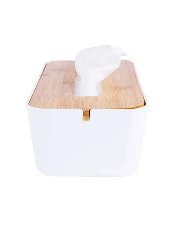 Clevinger 26cm Bamboo Fiber Tissue Storage Box Holder Dispenser Organsier White, hi-res image number null