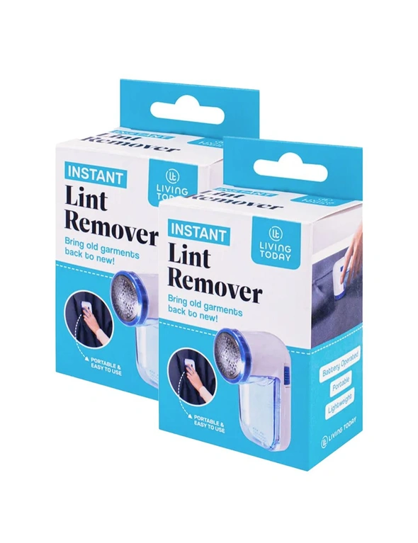 2x Living Today Battery Operated Instant Clothing Lint Remover 9.8x4.5x7cm, hi-res image number null