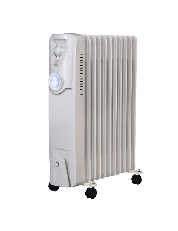 Heller HOCH11T Portable Electric Oil Heater/Heating 11 FIN 24h Timer 2400W White, hi-res image number null