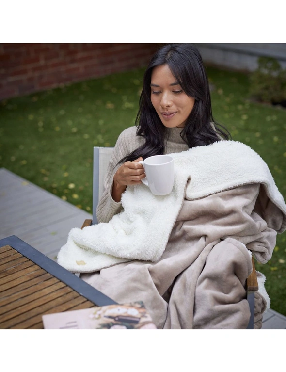 Homedics Indoor Soft Heated Blanket Winter Warming Throw Rug Cream 130x180cm, hi-res image number null