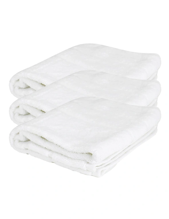3x Jason Commercial Premium Cotton Astor Bathroom Hand Towel 50x70cm WHT 600GSM, hi-res image number null