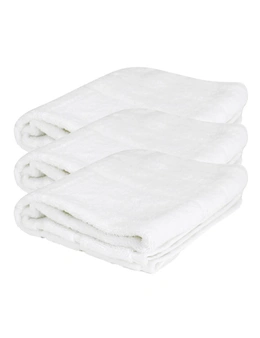 3x Jason Commercial Premium Cotton Astor Bathroom Hand Towel 50x70cm WHT 600GSM