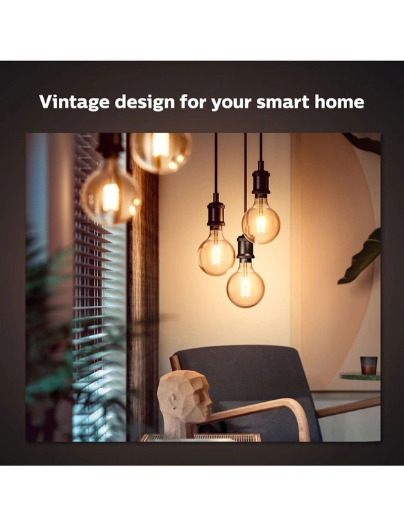 Philips G125 B22 Vintage 7W Hue Single Filament Light Bulb Bluetooth Flame White, hi-res image number null