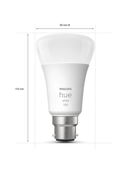Philips Hue 9.5W LED A60 Wireless B22 Soft White Light Bulb w/Bluetooth 110mm