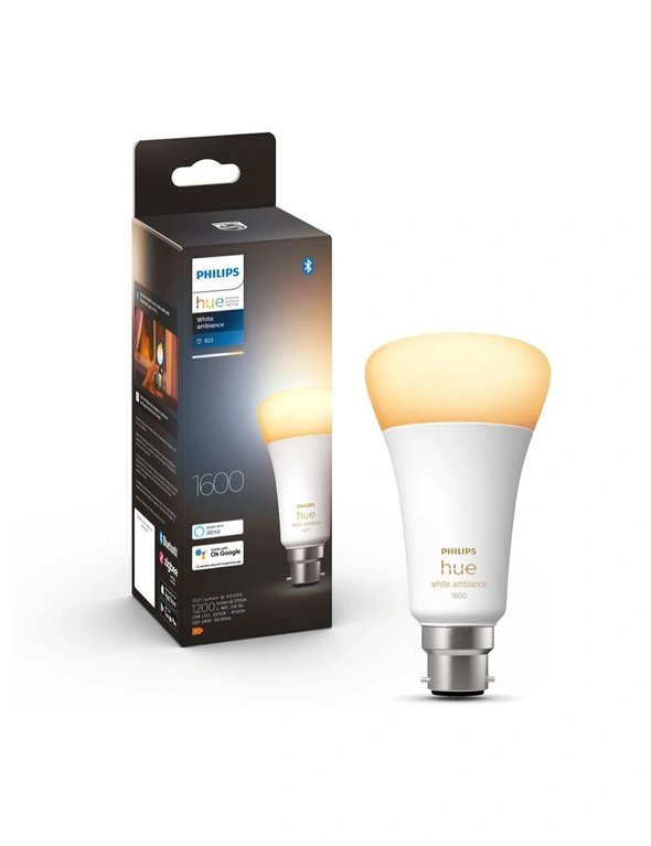 Philips Hue White Ambiance Home Light Bulb/Globe 15W A67 B22 w /Bluetooth 1521LM, hi-res image number null