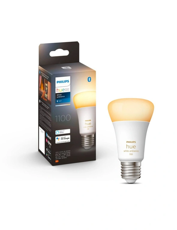 Philips Hue White Ambiance Home Light Bulb/Globe 11W A60 E27 w /Bluetooth 1055LM, hi-res image number null