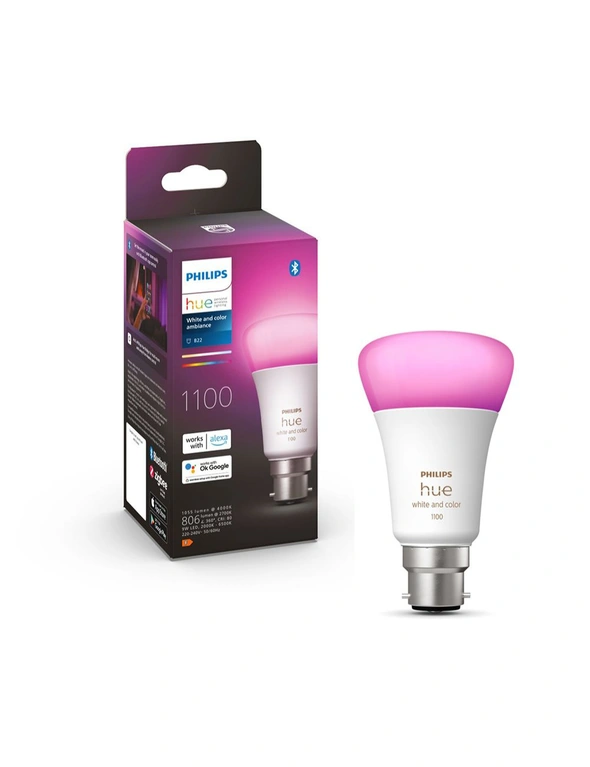 Philips Hue White/Colour Ambiance Light Globes/Bulbs 11W A60 B22 w /Bluetooth, hi-res image number null