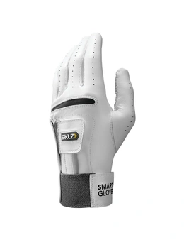 SKLZ Smart Lambskin Left-Handed Golf Glove Training Large White w/Wrist Guide