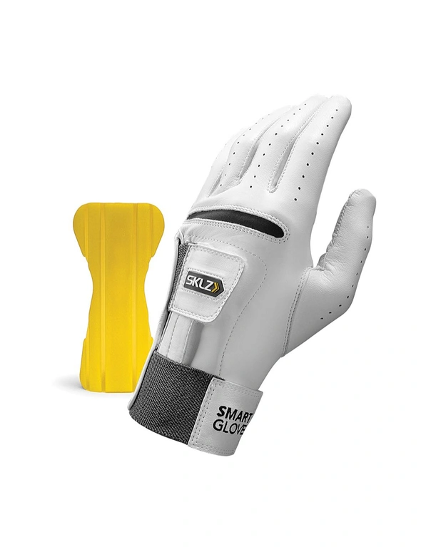 SKLZ Smart Lambskin Left-Handed Golf Glove Training Large White w/Wrist Guide, hi-res image number null