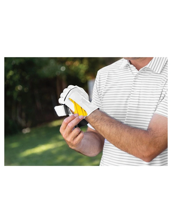 SKLZ Smart Lambskin Left-Handed Golf Glove Training Large White w/Wrist Guide, hi-res image number null