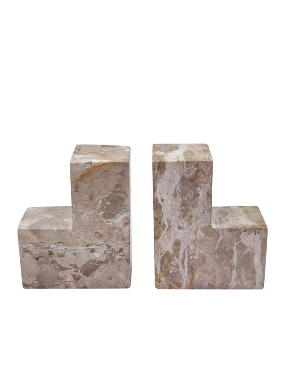 2pc J.Elliot Home Isabella 12x15cm Marble Bookends Support Organiser Rectangle, hi-res image number null