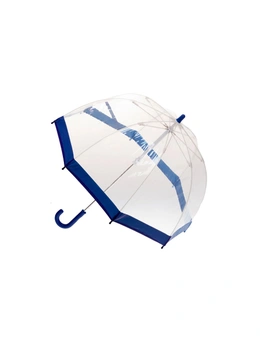 Clifton Kids 67cm Clear PVC Dome/Birdcage Umbrella Wind Resistant Navy Border