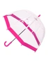 Clifton Kids 67cm Clear PVC Dome/Birdcage Umbrella Wind Resistant Pink Border, hi-res