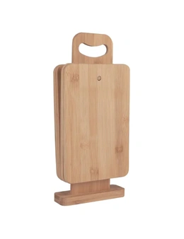 4pc Bamboo 22x14cm Chopping Block/Cutting Board Set w/ Display Stand Brown