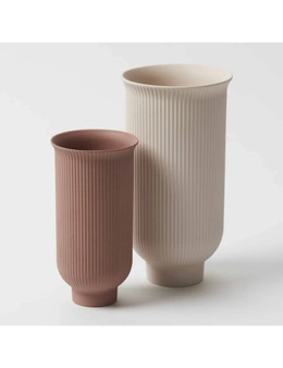 Pilbeam Living Finn Matte Finish Modern Porcelain Clay Vase Home Decor Small WHT