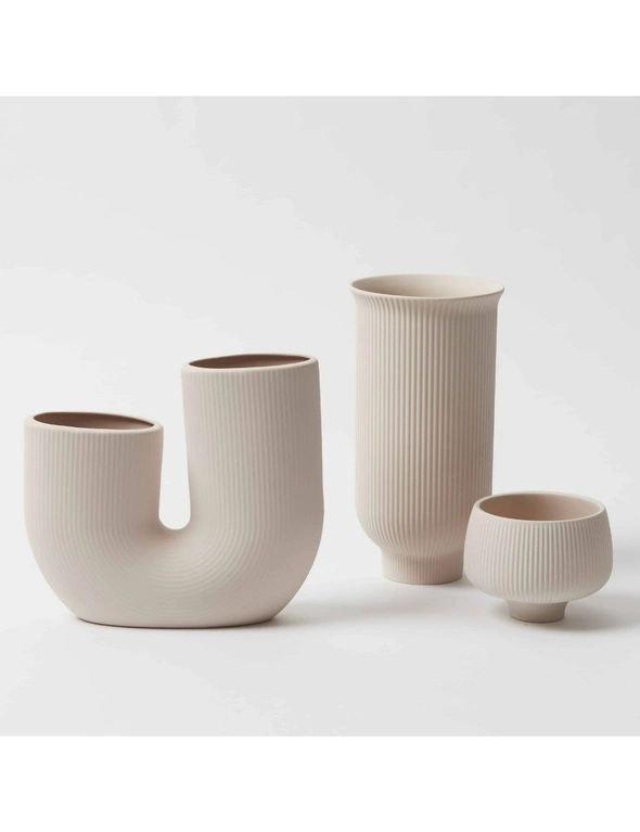 Pilbeam Living Finn Matte Finish Modern Porcelain Clay Vase Home Decor Small WHT, hi-res image number null
