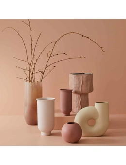 Pilbeam Living Finn Matte Finish Modern Porcelain Clay Vase Home Decor Small GRY