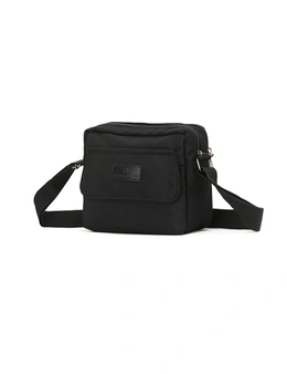 Louis Berry Nylon Dual Zipper Cross Body/Shoulder Purse/Bag 18x7x16cm - Black
