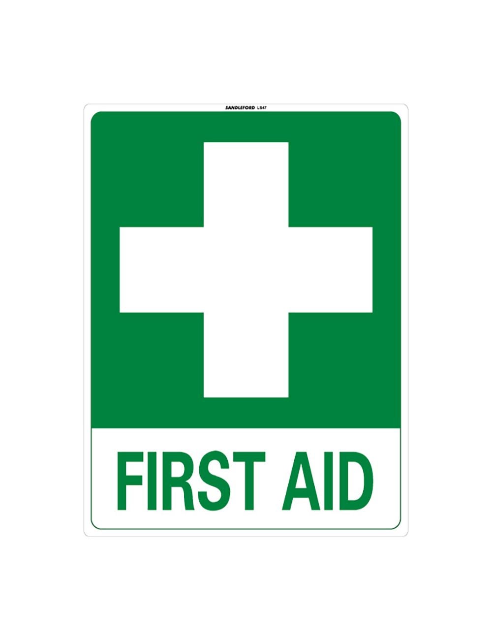 First Aid 450x600mm Large Safety Sign Polypropylene Wall/Door Mountable ...