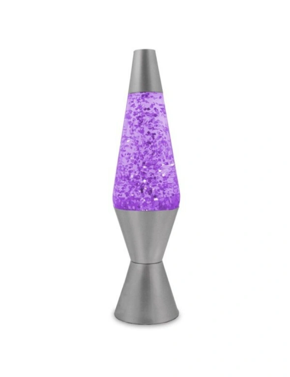 Purple/Purple Glitter Lava Lamp Style Silver Retro Novelty Room Lighting 37cm, hi-res image number null