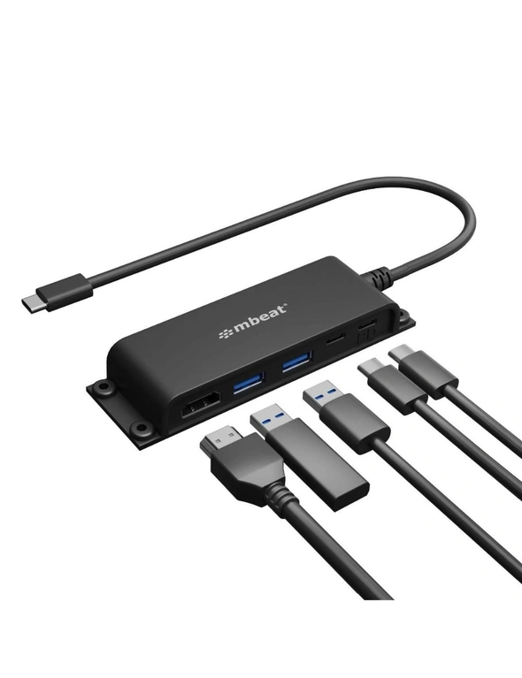 mbeat Mountable 5-Port USB-C Hub Adapter w/4K HDMI/2x USB-A 3.0/2x USB-C Female, hi-res image number null