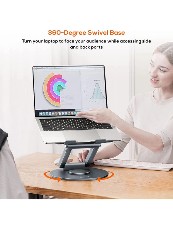 mBeat 360 Degrees Rotating Laptop Telescopic Height Adjustment Stand Space Grey, hi-res image number null