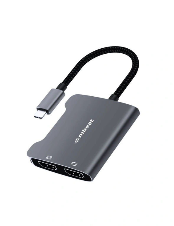 Mbeat Tough Link 4K MST Display Male USB-C To Female Dual HDMI Adapter Connector, hi-res image number null