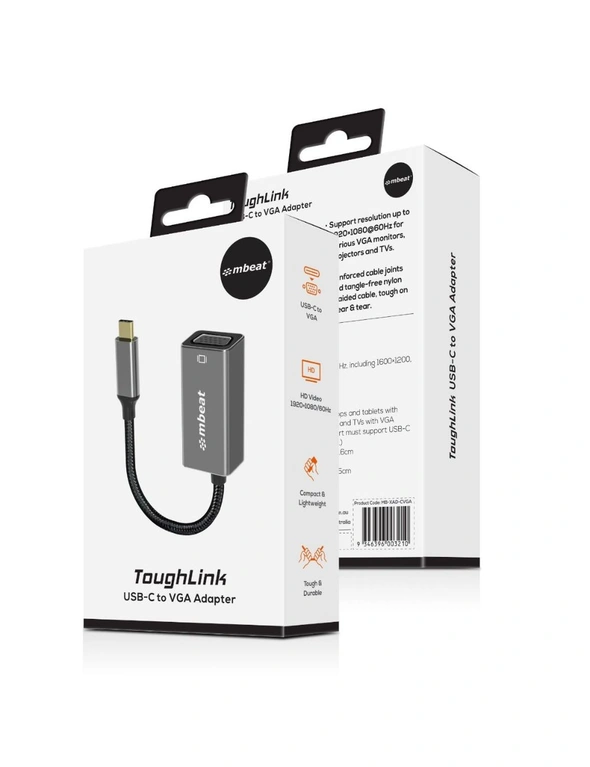 Mbeat ToughLink 15cm USB-C Male To VGA Female Adapter Cable Converter For Mac, hi-res image number null