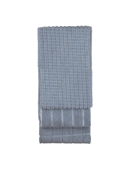 3pc Bambury 80x50cm Microfibre Kitchen/Tea Towel Set Dry Dish/Glass Cloth Blue