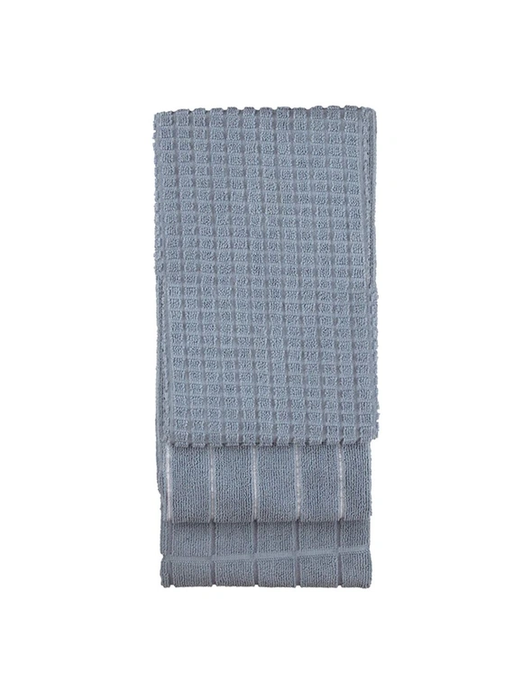 3pc Bambury 80x50cm Microfibre Kitchen/Tea Towel Set Dry Dish/Glass Cloth Blue, hi-res image number null