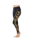 Yvonne Adele Women's Size L Luxe Flora Fitness/Workout Gym Leggings Black/Gold, hi-res