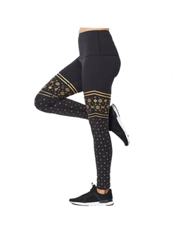 Yvonne Adele Women's Size S Luxe Iconic Fitness/Workout Gym Leggings Black/Gold