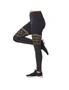 Yvonne Adele Women's Size L Luxe Iconic Fitness/Workout Gym Leggings Black/Gold, hi-res