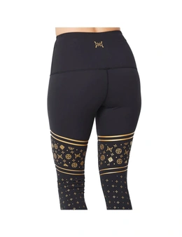 Yvonne Adele Women's Size L Luxe Iconic Fitness/Workout Gym Leggings Black/Gold