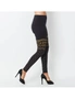 Yvonne Adele Women's Size L Luxe Iconic Fitness/Workout Gym Leggings Black/Gold, hi-res