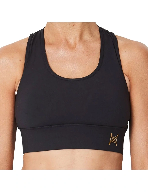 Yvonne Adele Women's Size M Luxe Crop Top Sports Bra w/Criss-Cross Straps Black, hi-res image number null
