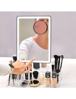 Homedics Radiance 30cm LED Illuminated Beauty Mirror w/ Makeup Organiser Storage
