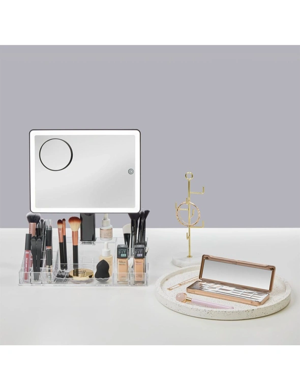 Homedics Radiance 30cm LED Illuminated Beauty Mirror w/ Makeup Organiser Storage, hi-res image number null