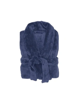 Bambury S/M 120cm Microplush Unisex/Mens/Womens Adult Soft Plush Bath Robe Denim