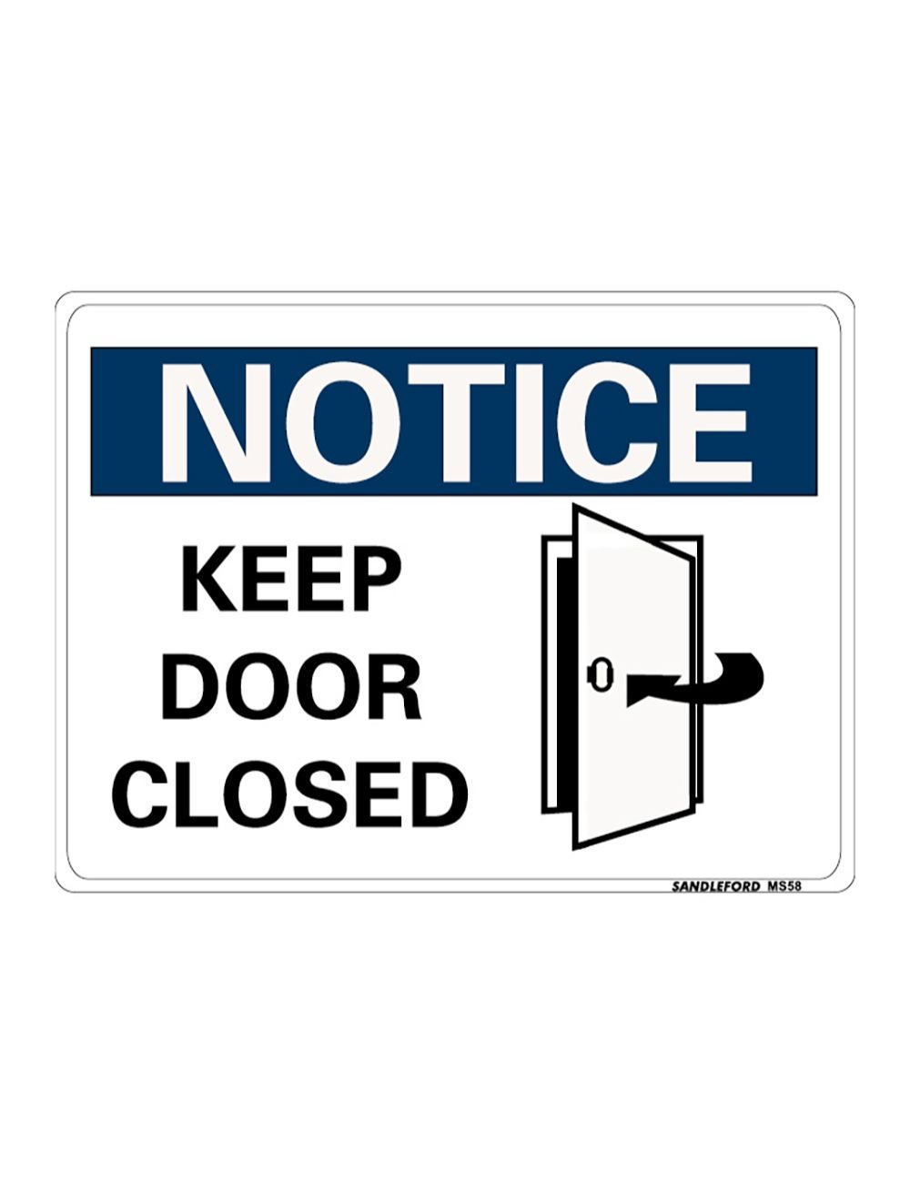 Notice Keep Door Closed 225x300mm Safety Sign Polypropylene Wall/Door ...