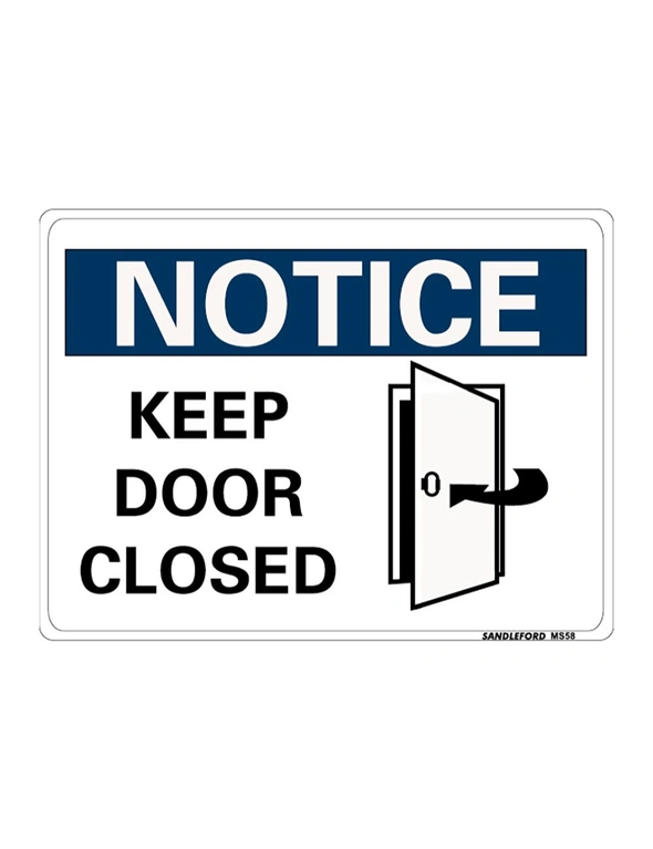 Notice Keep Door Closed 225x300mm Safety Sign Polypropylene Wall/Door Mountable, hi-res image number null