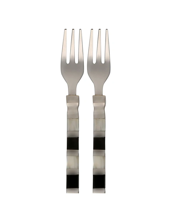 2pc ThirstyStone Old Hollywood Appetizer Forks Stainless Steel Handle BLK/WHT, hi-res image number null