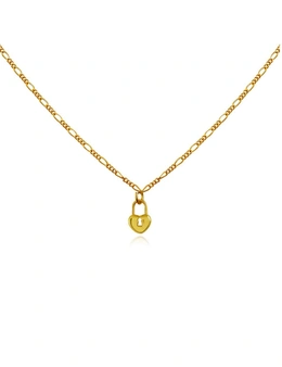 Culturesse Essie 50cm Heart Padlock Pendant Necklace 18K Gold Plate Jewellery