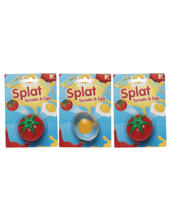 3PK Fumfings Novelty Tomato & Egg Splat Ball 15cm - Assorted, hi-res image number null