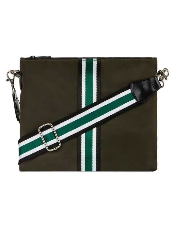 Punch Neoprene Premium Nylon Cross Body/Shoulder/Handbag w/Striped Strap Green, hi-res image number null