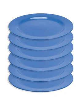 6x Oztrail Melamine Round Dinner Plate Dish Outdoor Picnic Camping Tableware BLU