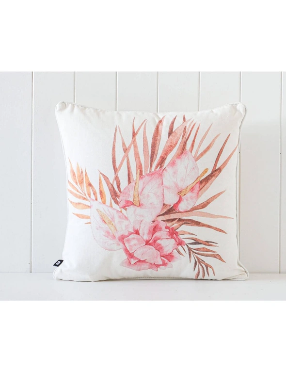 Rayell Indoor Square Cushion Decorative Printed Botanical Flowers Pink 45x45cm, hi-res image number null